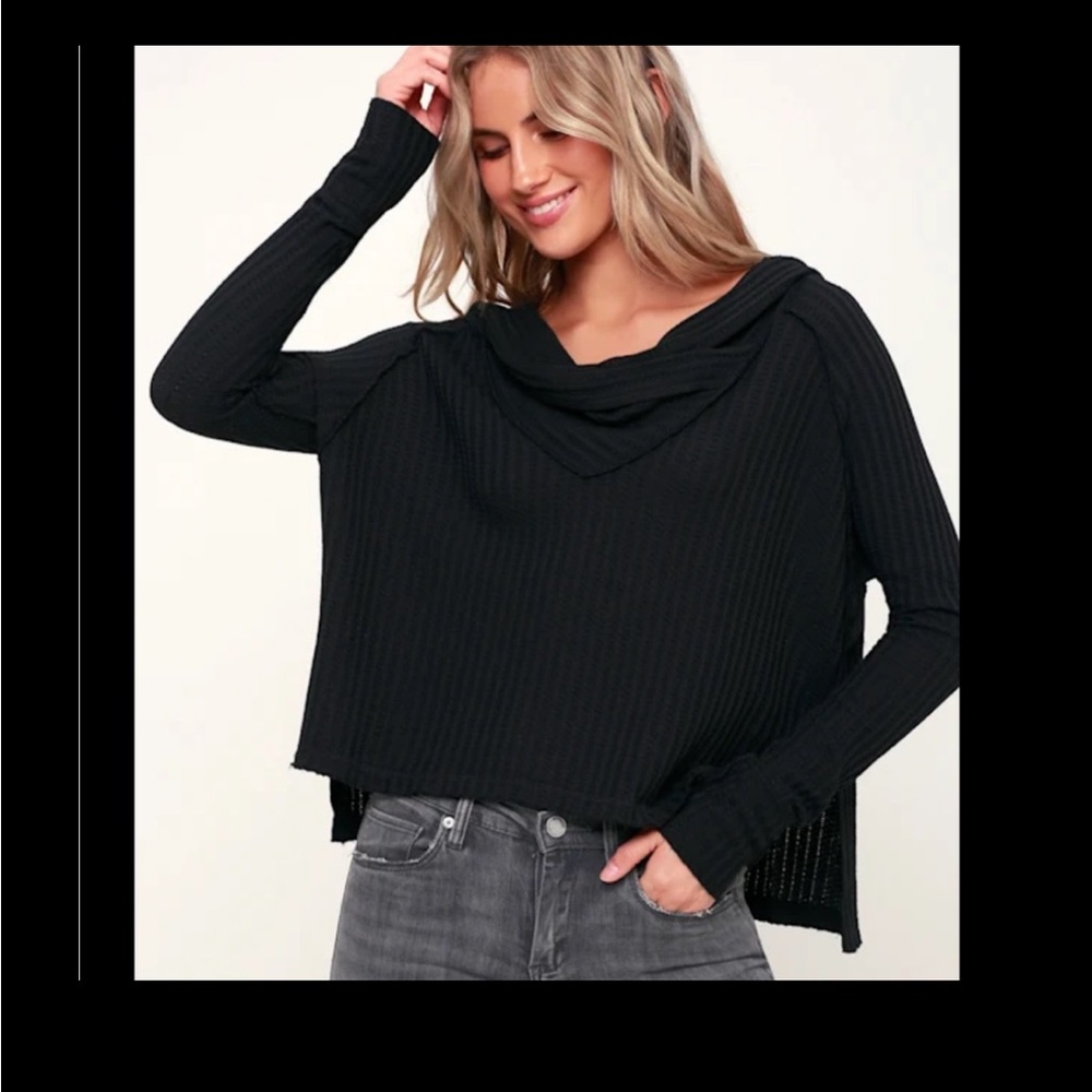 We The Free Black Wildcat Cowl Neck Thermal Top sz Small loose fit